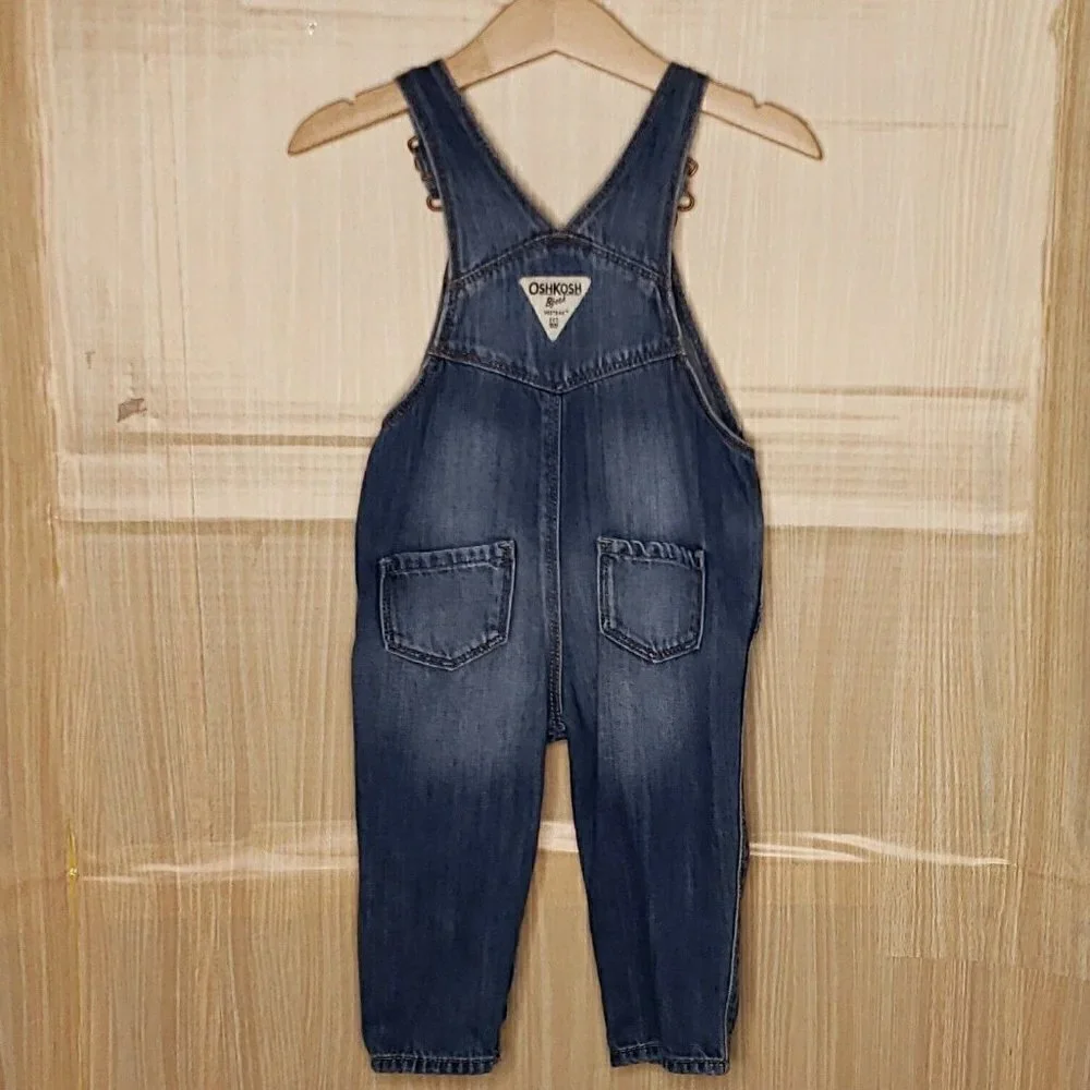 Osh Kosh B'Gosh Toddler Girls Denim Overalls With Patches 12 Months